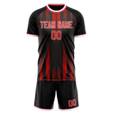 Custom Black Red GeometricalPattern Soccer Set
