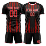 Custom Black Red GeometricalPattern Soccer Set