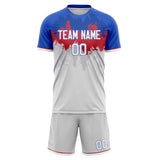 Custom White Blue GeometricalPattern Soccer Set