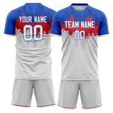 Custom White Blue GeometricalPattern Soccer Set