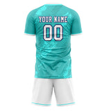 Custom Teal White GeometricalPattern Soccer Set