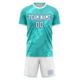Custom Teal White GeometricalPattern Soccer Set