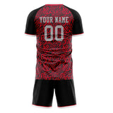 Custom Red Black GeometricalPattern Soccer Set