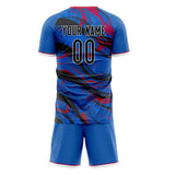 Custom Navy Black GeometricalPattern Soccer Set