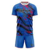 Custom Navy Black GeometricalPattern Soccer Set