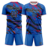 Custom Navy Black GeometricalPattern Soccer Set
