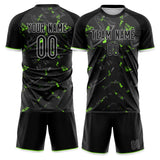 Custom Black Teal GeometricalPattern Soccer Set