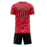 Custom Red Black GeometricalPattern Soccer Set