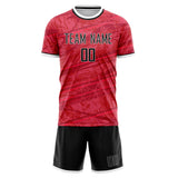 Custom Red Black GeometricalPattern Soccer Set
