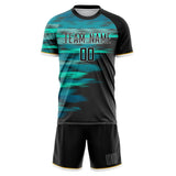 Custom Black Teal GeometricalPattern Soccer Set
