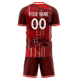 Custom Red White GeometricalPattern Soccer Set