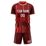 Custom Red White GeometricalPattern Soccer Set