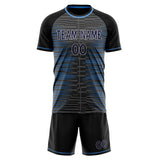 Custom Black Navy GeometricalPattern Soccer Set