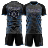 Custom Black Navy GeometricalPattern Soccer Set