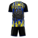 Custom Black Yellow GeometricalPattern Soccer Set