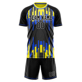 Custom Black Yellow GeometricalPattern Soccer Set