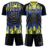 Custom Black Yellow GeometricalPattern Soccer Set