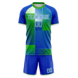 Custom Kelly Green Blue GeometricalPattern Soccer Set