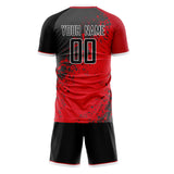Custom Red Gray GeometricalPattern Soccer Set