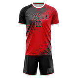 Custom Red Gray GeometricalPattern Soccer Set