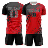 Custom Red Gray GeometricalPattern Soccer Set
