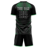 Custom Black Green GeometricalPattern Soccer Set