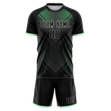 Custom Black Green GeometricalPattern Soccer Set