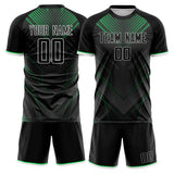 Custom Black Green GeometricalPattern Soccer Set