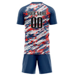 Custom Red Navy GeometricalPattern Soccer Set