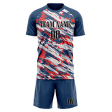 Custom Red Navy GeometricalPattern Soccer Set