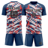 Custom Red Navy GeometricalPattern Soccer Set
