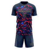Custom Navy Red GeometricalPattern Soccer Set