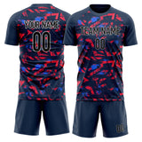 Custom Navy Red GeometricalPattern Soccer Set