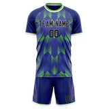 Custom Navy Neon Green GeometricalPattern Soccer Set