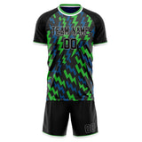 Custom Black Blue GeometricalPattern Soccer Set