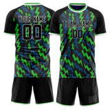 Custom Black Blue GeometricalPattern Soccer Set