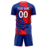 Custom Royal Red GeometricalPattern Soccer Set