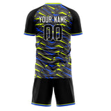 Custom Black Neon Green GeometricalPattern Soccer Set
