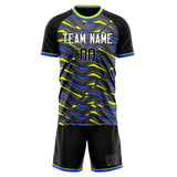 Custom Black Neon Green GeometricalPattern Soccer Set