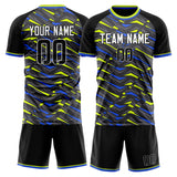 Custom Black Neon Green GeometricalPattern Soccer Set