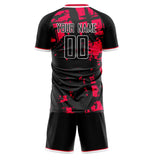 Custom Black Red GeometricalPattern Soccer Set