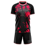 Custom Black Red GeometricalPattern Soccer Set