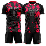 Custom Black Red GeometricalPattern Soccer Set
