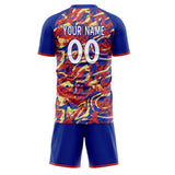 Custom Navy Red GeometricalPattern Soccer Set
