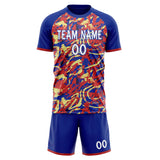 Custom Navy Red GeometricalPattern Soccer Set
