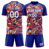 Custom Navy Red GeometricalPattern Soccer Set