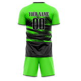 Custom Black Neon Green GeometricalPattern Soccer Set