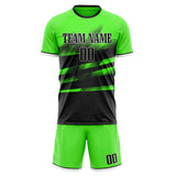 Custom Black Neon Green GeometricalPattern Soccer Set