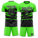 Custom Black Neon Green GeometricalPattern Soccer Set