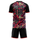 Custom Black Red GeometricalPattern Soccer Set